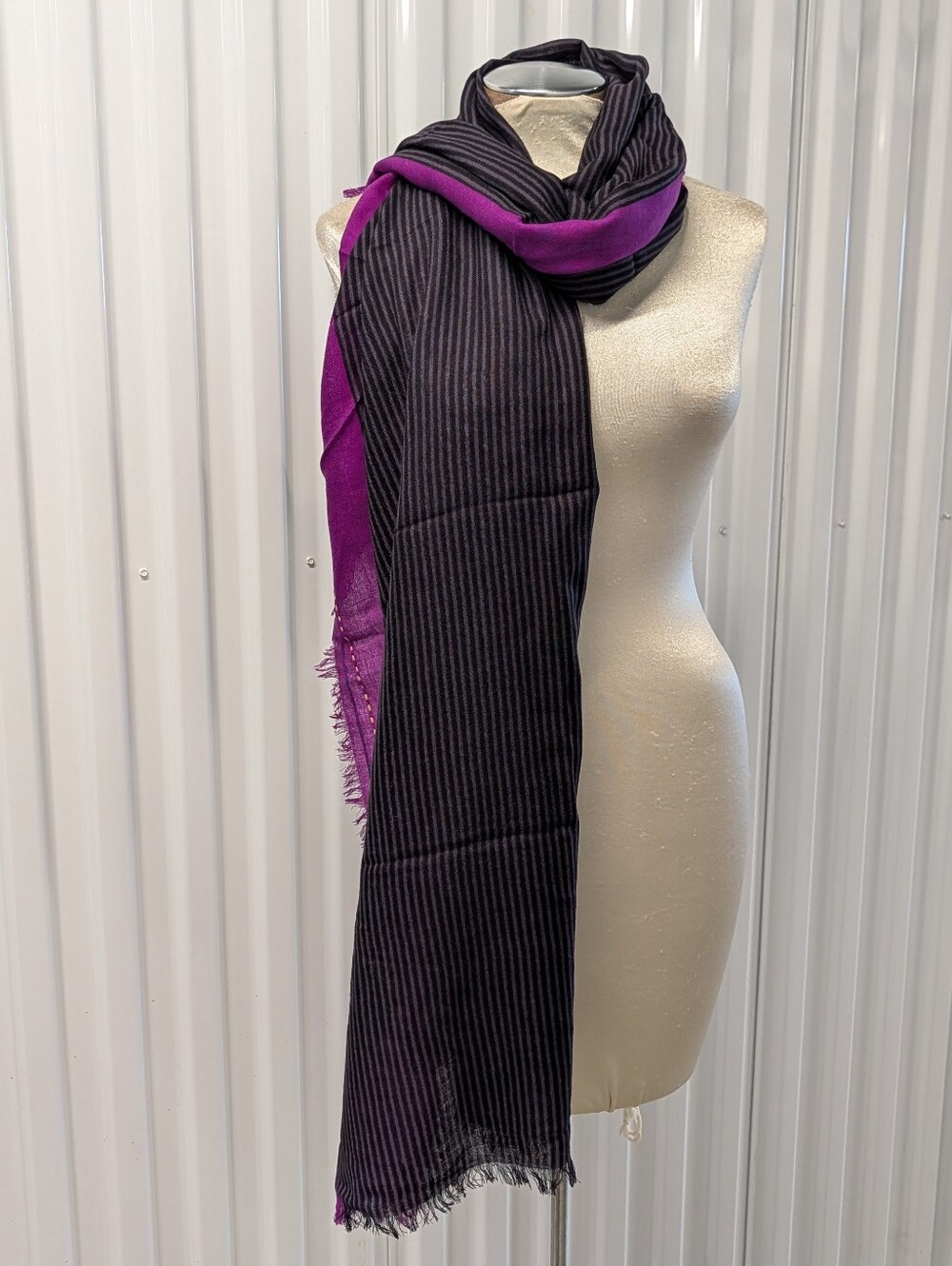 HALOGEN wool wrap scarf stripes